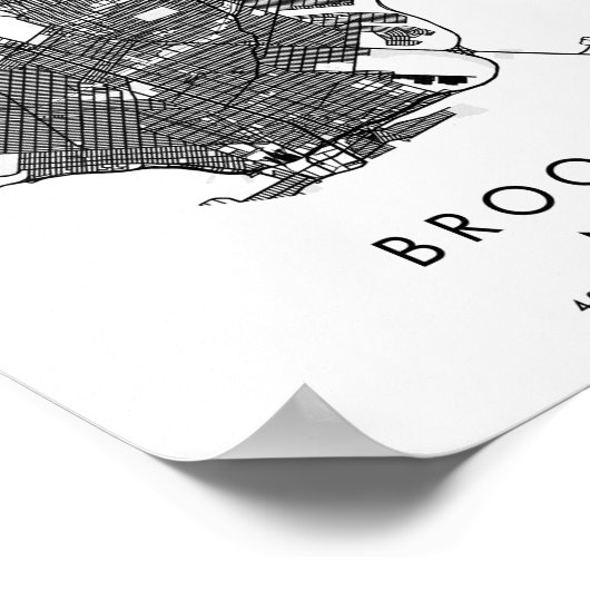 Minimale moderne Circle Street Map van Brooklyn Ne Poster (Hoek)