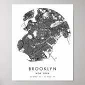 Minimale moderne Circle Street Map van Brooklyn Ne Poster (Voorkant)