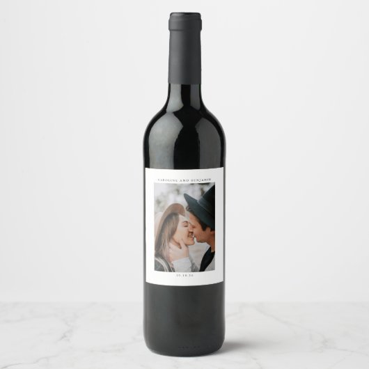 Minimale moderne datum van de Aangepaste bruiloft Wijn Etiket (Voorkant)