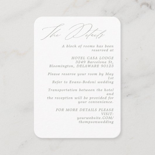 Minimale moderne details over groene bagage informatiekaartje (Voorkant)