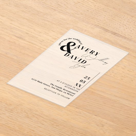 Minimale moderne eenvoudige bruiloft acryl uitnodigingen (Laagn)