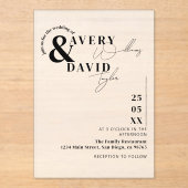 Minimale moderne eenvoudige bruiloft acryl uitnodigingen (Voorkant)