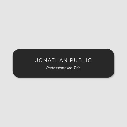 Minimale moderne Elegant Black Sjabloon afgeronde Naamplaatje (Voorkant)