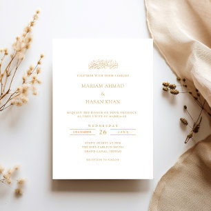 Minimale moderne formele gouden script moslimhuwel kaart