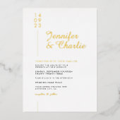 Minimale moderne, formele witte legante bruiloft folie uitnodiging (Voorkant)