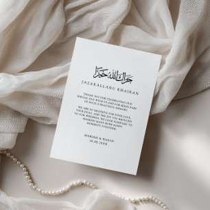 Minimale moderne formele zwarte script moslimhuwel bedankkaart