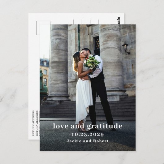 Minimale moderne foto bruiloft dank u kaart (Voorkant / Achterkant)