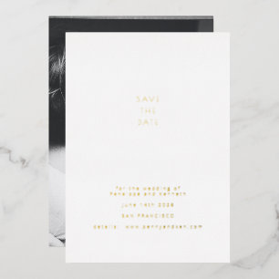 Minimale moderne foto legant Save the Date Gold Folie Uitnodiging
