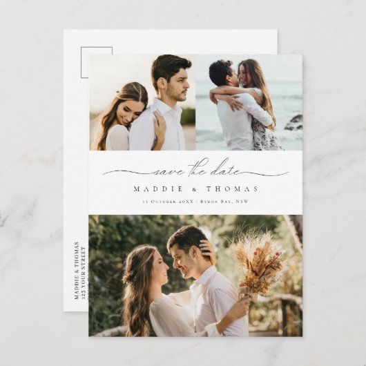 Minimale moderne foto Opslaan Datum uitnodiging (Voorkant / Achterkant)