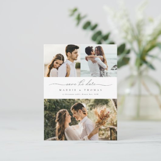 Minimale moderne foto Opslaan Datum uitnodiging (Staand voorkant)