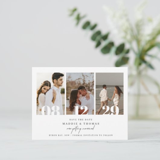 Minimale moderne foto Opslaan Datum uitnodiging (Staand voorkant)