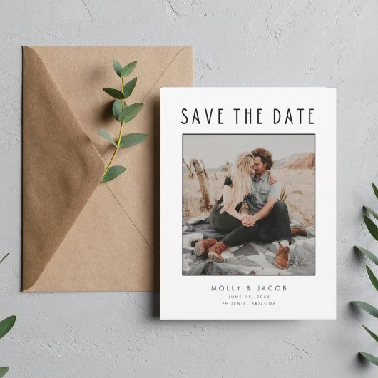 Minimale moderne foto Save the Date Wedding Aankondigingskaart