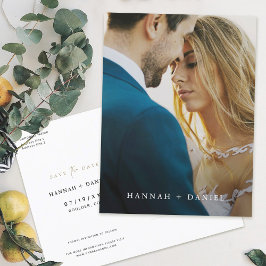 Minimale moderne foto Save the Date Wedding Uitnodiging Briefkaart