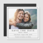 Minimale moderne foto zwart wit Bewaar de datum (Voorkant / Achterkant)