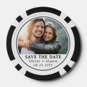 Minimale moderne foto zwart wit Bewaar de datum Poker Chips (Achterkant)