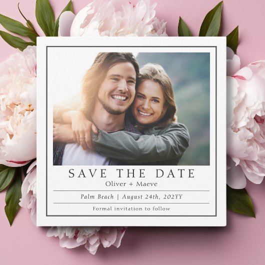 Minimale moderne foto zwart wit save the date