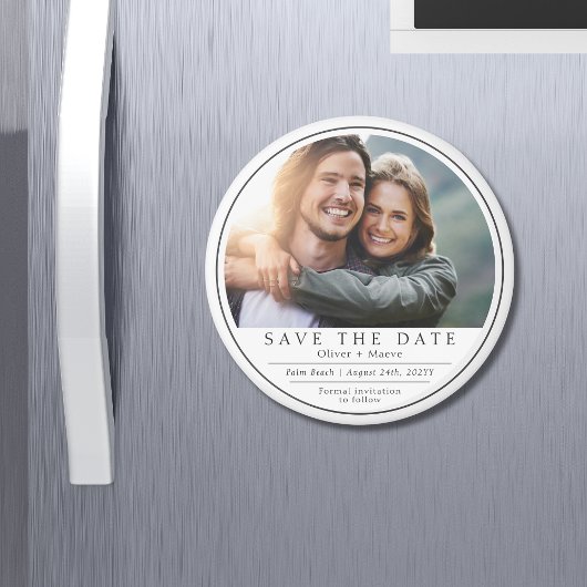 Minimale moderne foto zwart-wit Save The Date Magneet