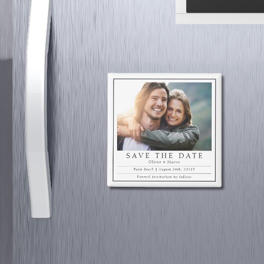 Minimale moderne foto zwart-wit Save The Date Magneet