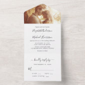 Minimale moderne fotobruiloft all in one uitnodiging (Binnen)