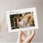 Minimale moderne fotobruiloft bedankt je kaart