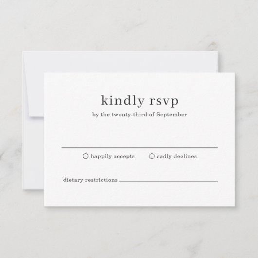 Minimale moderne fotobruiloft RSVP kaartje (Voorkant)