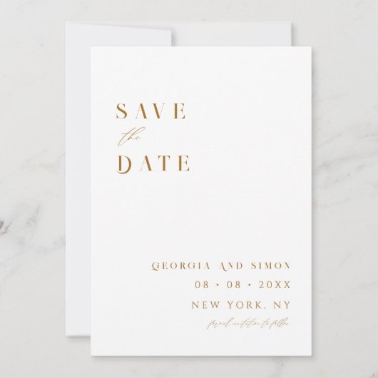 Minimale moderne fotobruiloft save the date (Achterkant)