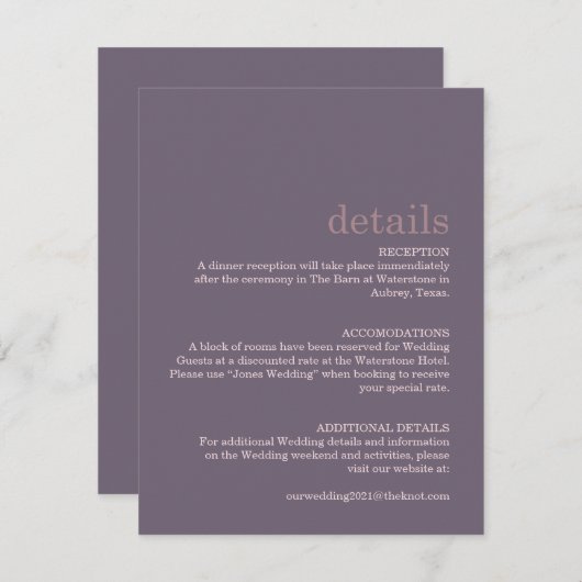 Minimale moderne geheugenkaart informatiekaartje (Voorkant / Achterkant)