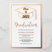 Minimale moderne gouden afstuderen voor roos folie uitnodiging (Voorkant)