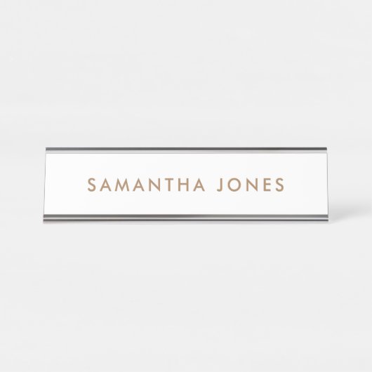 Minimale moderne gouden en witte naamplaat (Voorkant)