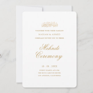 Minimale moderne gouden script Henna Mehndi-ceremo Kaart