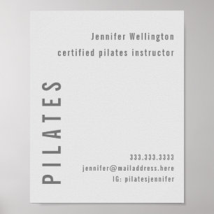 Minimale Moderne Grijze Pilates Fitness Promotie Poster