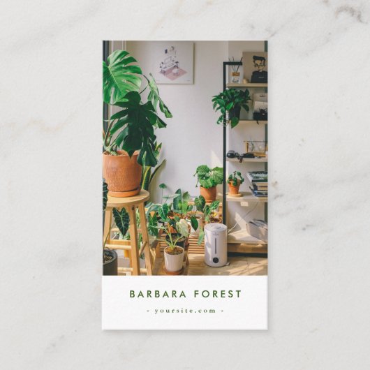 Minimale moderne groene Plant Garden Qr-code Visitekaartje (Voorkant)