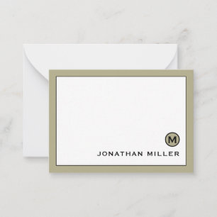 Minimale moderne groenmonogram notitiekaartje