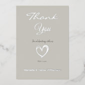 Minimale moderne hart- en script-bedankje folie uitnodiging (Voorkant)