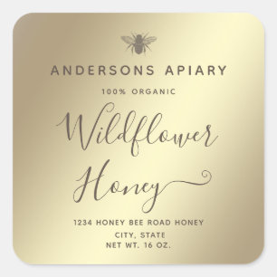 Minimale moderne honingbijenhoning op het plein vierkante sticker