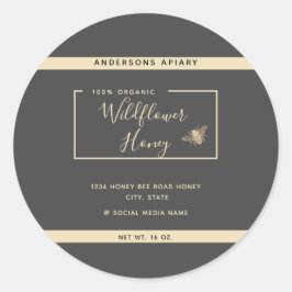 Minimale moderne honingbijenhoningpot Classi Ronde Sticker
