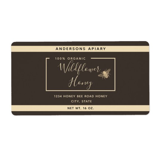 Minimale moderne honingbijenhoningpot etiket (Voorkant)