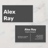 Minimale moderne houtskool wit visitekaartje (Voorkant / Achterkant)