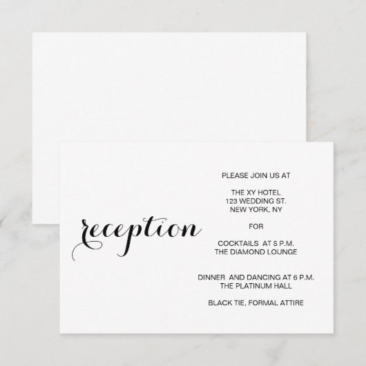 Minimale moderne huwelijksreceptie Kaart (Voorkant / Achterkant)