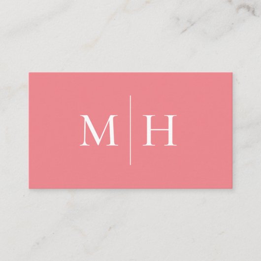 Minimale moderne Initialen monogram roze Visitekaartje (Voorkant)