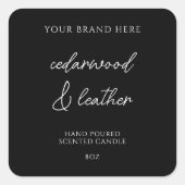 Minimale moderne kaarsen productlabel vierkante sticker (Voorkant)