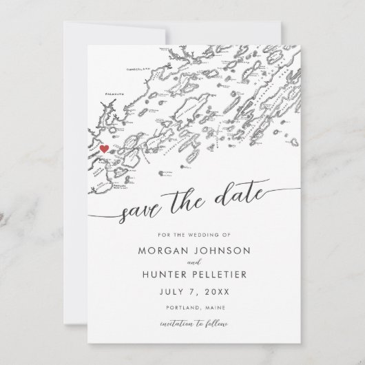 Minimale moderne kaart van Portland Maine (Voorkant)