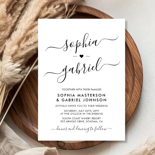 Minimale moderne kalligrafie script monogram bruil kaart