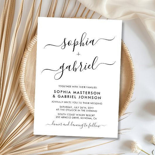 Minimale moderne kalligrafie script monogram bruil kaart