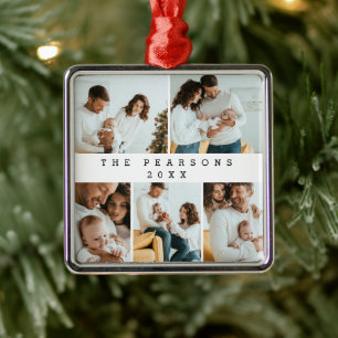 Minimale moderne kerstfamilie fotoshoot metalen ornament
