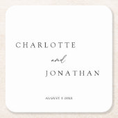 Minimale moderne legante bruiloft vierkante kartonnen onderzetter (Voorkant)