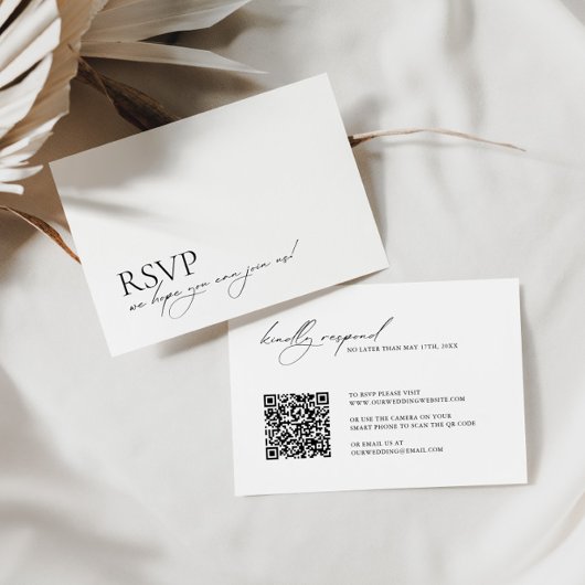 Minimale moderne legante QR-code bruiloft RSVP Kaartje