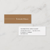 Minimale moderne lijnnaam bruin mini visitekaartje (Voorkant / Achterkant)