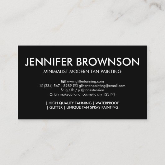 Minimale moderne lijnverf Tan Spray Visitekaartje (Achterkant)