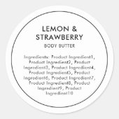 Minimale moderne lijst met ingrediënten ronde sticker (Voorkant)